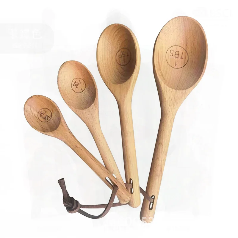 

Набор мерных ложек для кофе из акации и бука — винтажный короткий набор бытовых ложек с граммами для кухни