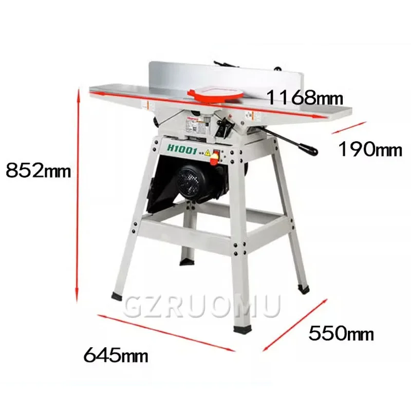 6 Inches Vertical Planer 1250W Electric Woodworking Planing Machine H1001 Straight Knife/H1001X Spiral Knife Desktop Planer 220V