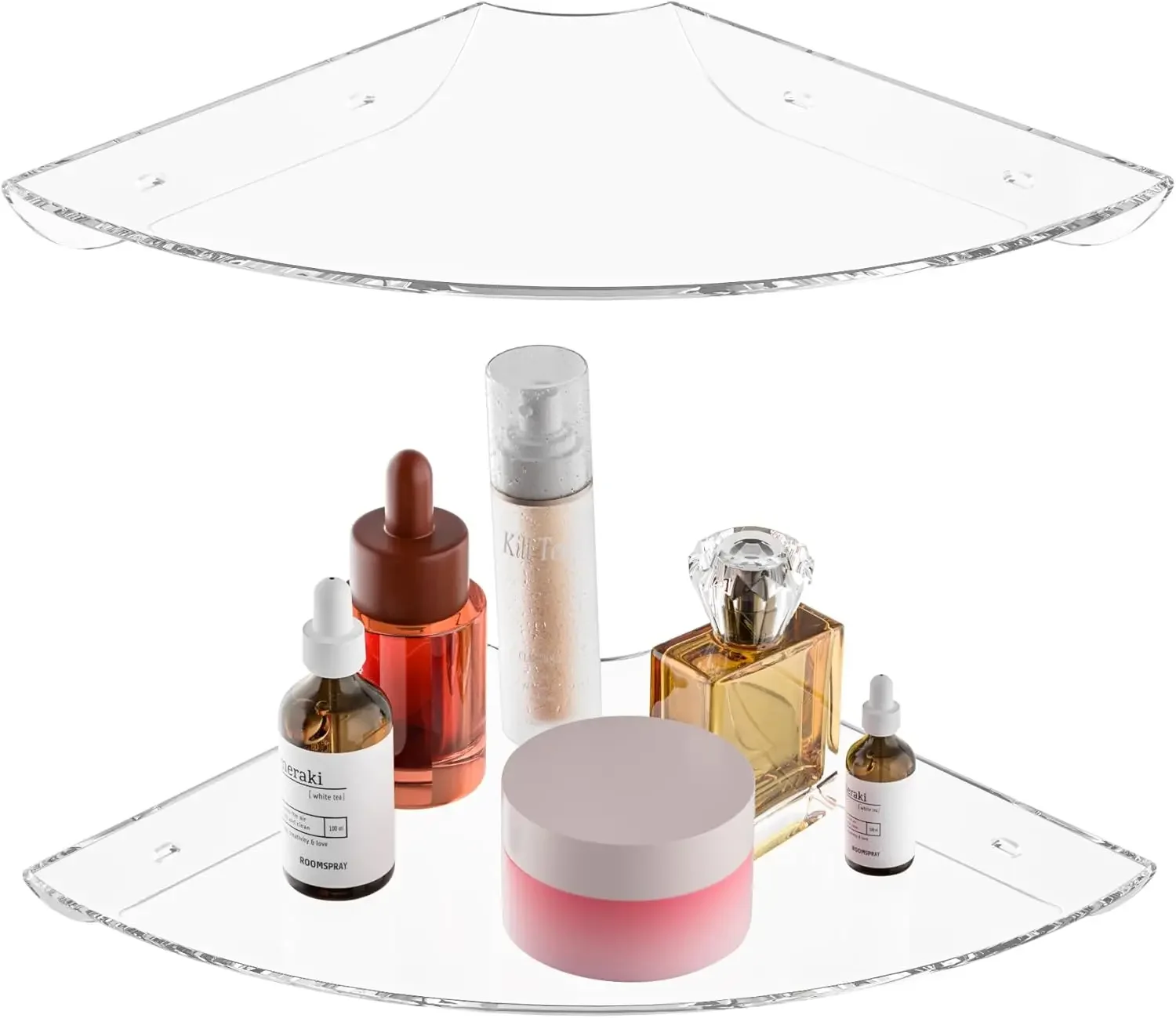 

Набор акриловых угловых плавающих полок 9,5x9,5 дюймов, набор из 2 шт., прозрачная угловая настенная полка для домашнего декора, динамиков, камер безопасности, дориа