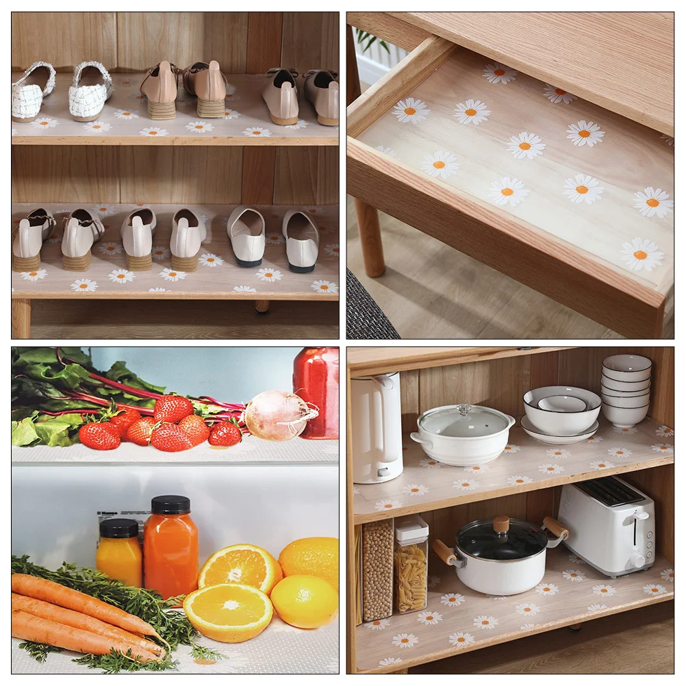 

1 Roll Waterproof Cabinet Liner Oil-Proof Non-Slip Drawer Mat Easy Cut to Size Eva Liner for Kitchen and Refrigerator