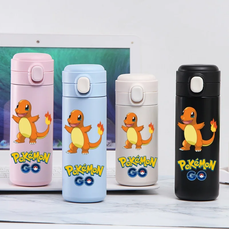 420ML Pokemon Pikachu Stainless Steel Water Cup Leak Proof Vacuum Thermos Travel Portable Cartoon Children Drinking Cup Gift