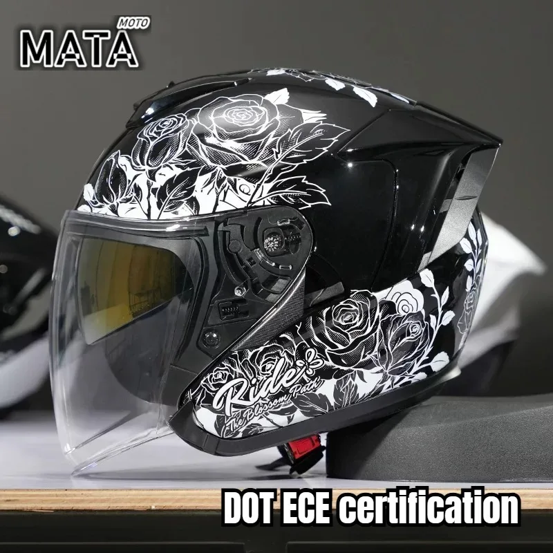 dot-ece-approves-professional-semi-covered-motorcycle-helmets-with-built-in-sun-visors-scooter-helmets-for-both-men-and-women