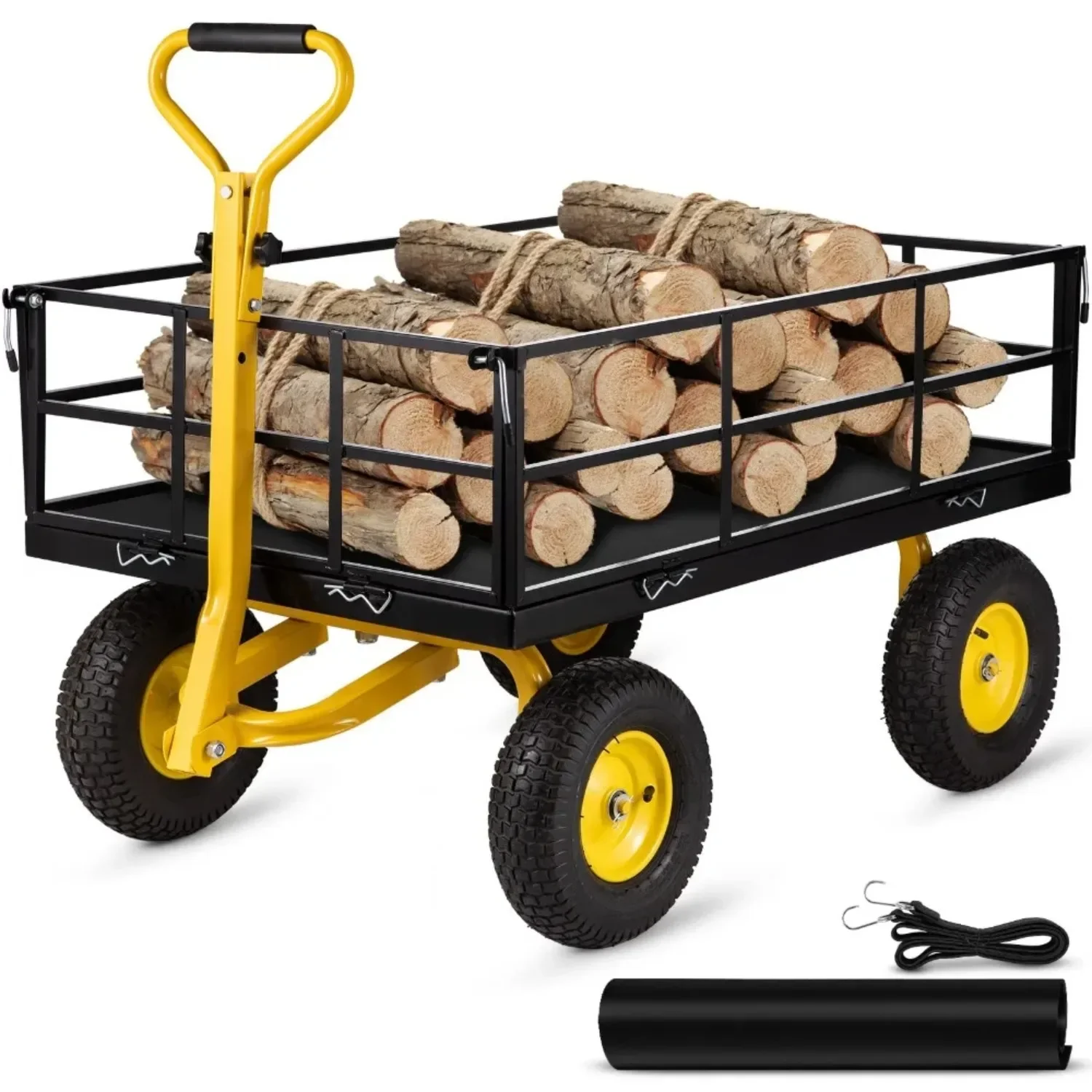 2024 New Steel Garden Cart, Heavy Duty 1200 Lbs Capacity, with Removable Mesh Sides To Convert Into Flatbed 44