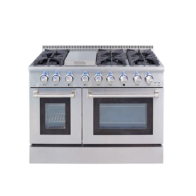 Stainless Steel Cooking Appliances Integrated 6 Burners Natural Gas Stove Barbecue Oven