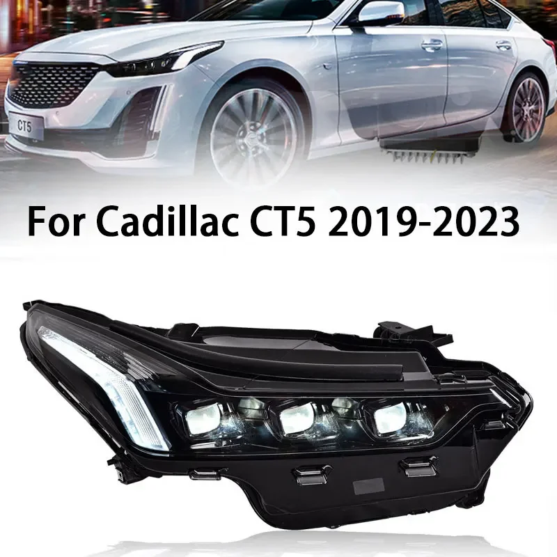 Head Lights Assembly For Cadillac CT5 2020-2023 Matrix Full LED LED Laser Lens Day Running Light Streamer Steering Laser Lens