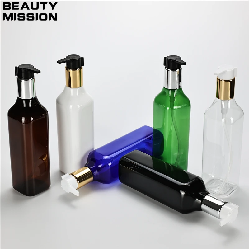 Multicolor 300ML X 20 Empty Plastic Bottle With Anodized Aluminum Lotion Pump Cosmetic Refillable Bottle Shampoo Pump PET Bottle