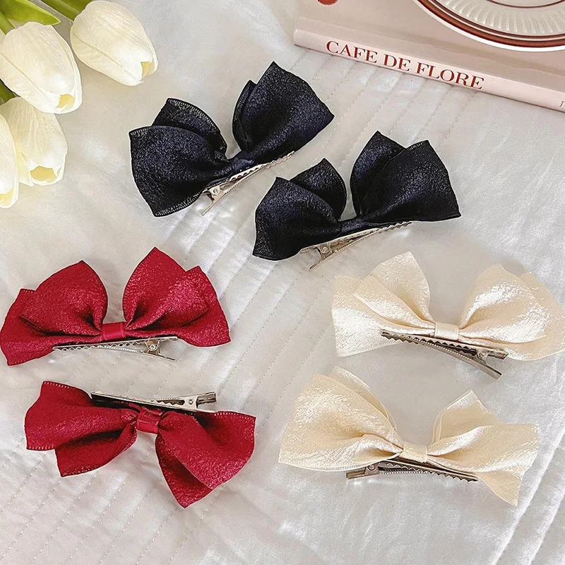 2PCS New Lovely Princess Black Red Bow Girls Hairpins Children Headwear Hairgrip Hair Clips Barrettes Hair Accessories