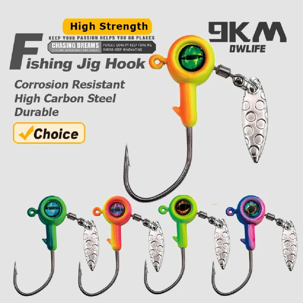 

Fishing Jig Head Hooks with Spinner - Underspin Crappie Fishing Jighead with Willow Blade Fishing Lure Hook Saltwater Freshwater