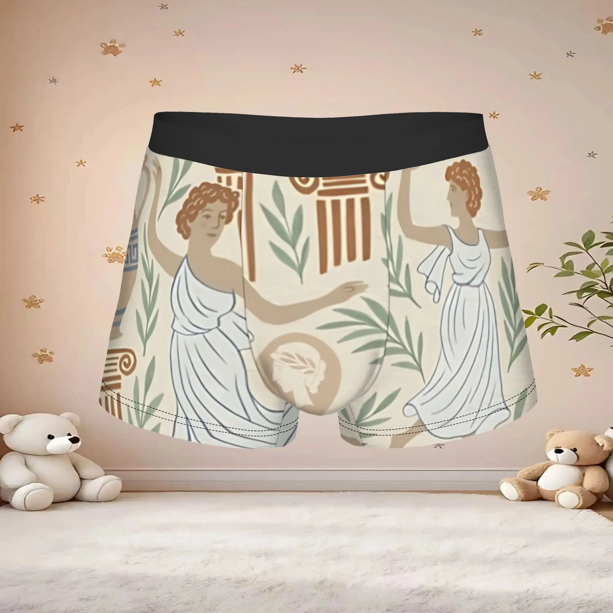 1pc Retro Ancient Greek Vase Figure Graphic Underpants Breathbale Panties Men Underwear Suitable Shorts Boxer Briefs