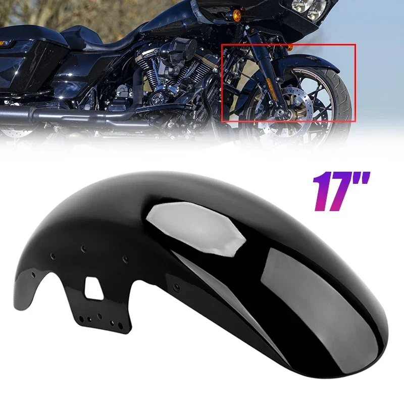 

17'' Motorcycle Gloss Black Front Fender Mudguard Cover Protector for Harley Touring Road King Electra Street Glide 2014-up