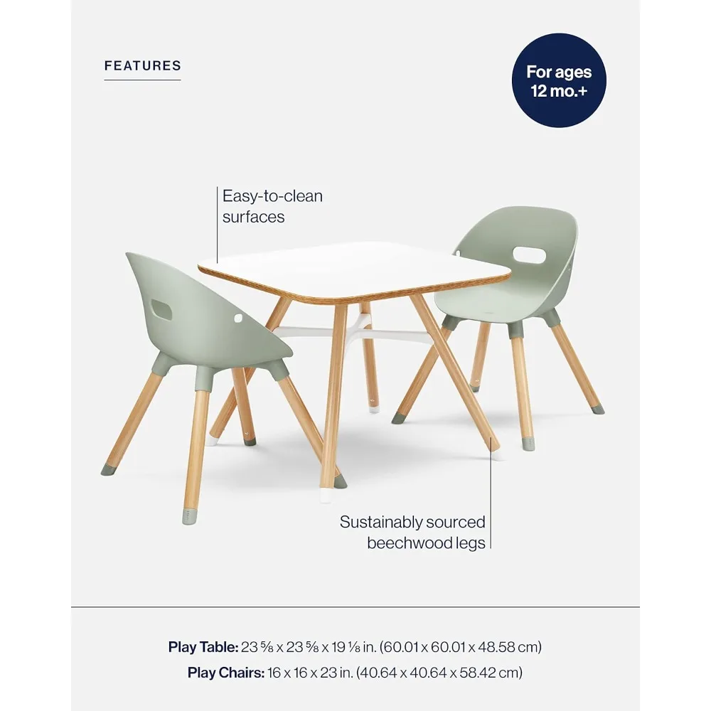 HOME - مجموعة اللعب، مجموعة طاولات وكراسي الأطفال مع طاولة أطفال خشبية مستدامة ومجموعة من مقعدين دلوين غير سامين، آمنة #3