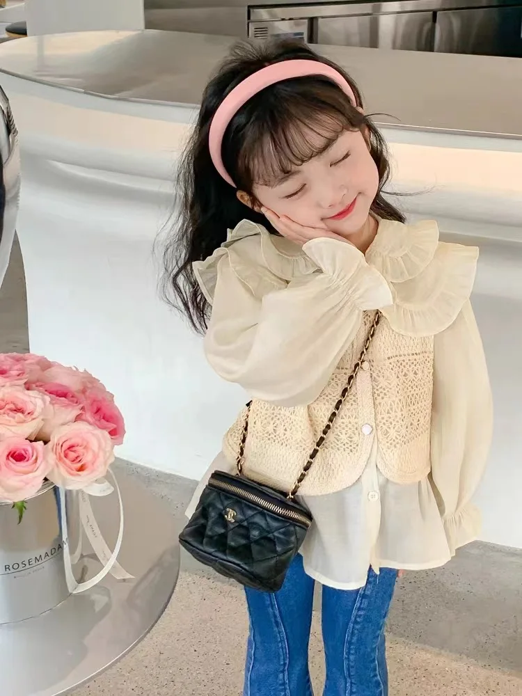 

Children's Clothing2024Spring and Autumn New Girls' Suit Baby Girls' Cute Fake Two-Piece Shirt and Jeans Two-Piece SuitWS