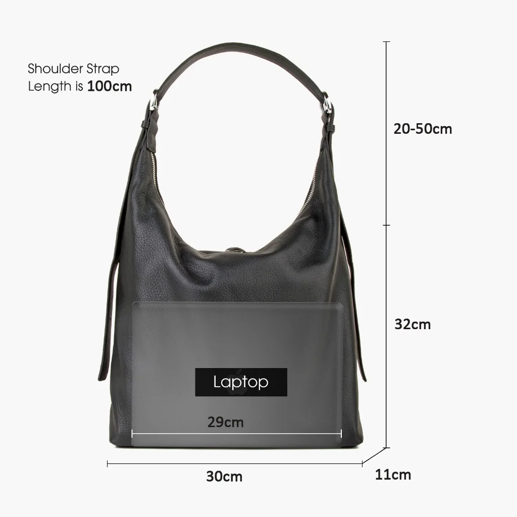 DONNAIN Large Capacious Soft Leather Shoulder Bags Women Premium Full-Grain Genuine Leather Casual Black Tote Bags Plus Size