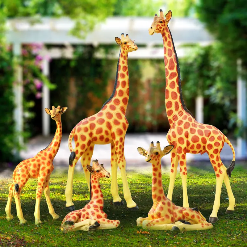 Outdoor Large Simulation Animal Giraffe Resin Glass Landscape Decoration