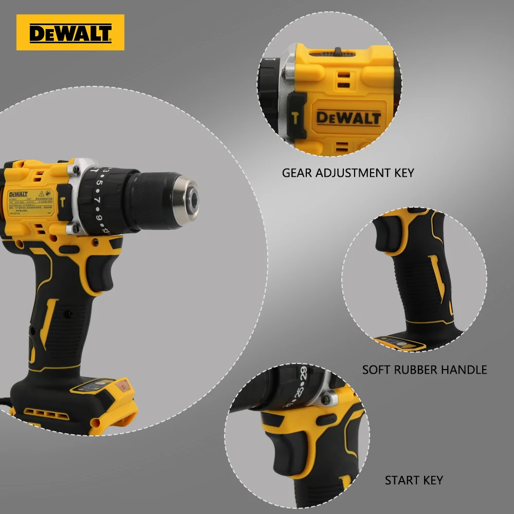 Imagem -05 - Dewalt Brushless Cordless Impact Drill Broca Compacta de Mão Ferramentas Elétricas Recarregável Chave 2000rpm Dcd805 20v