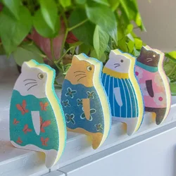 Japanese Kitchen Dishwashing Sponge Cat Cute Cartoon Dishwashing Cloth Cleaning Products Kitchen Supplies