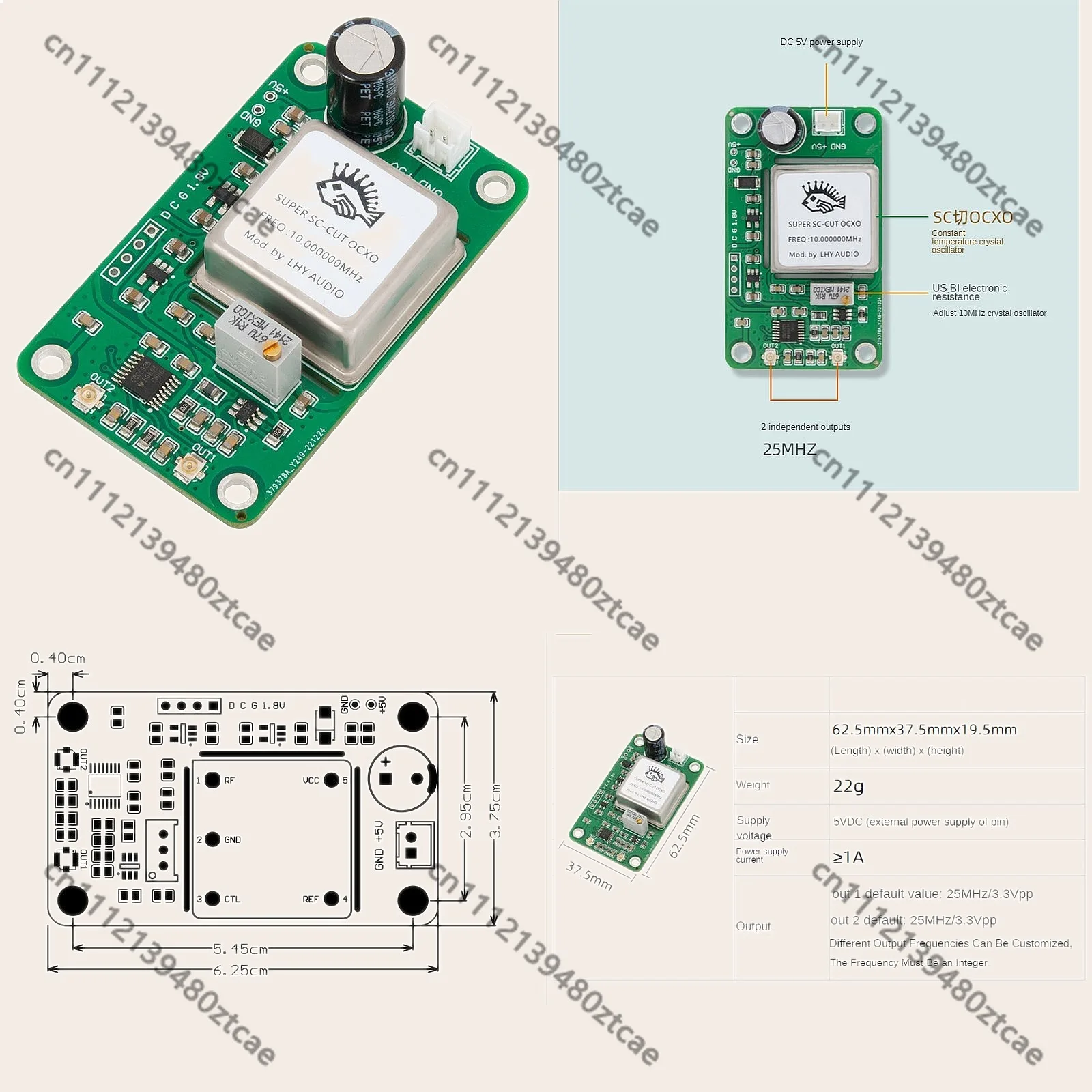 10MHz-160MHz Frequency Upgrade SC Cut OCXO Thermostatic Crystal Clock Board Dual Output
