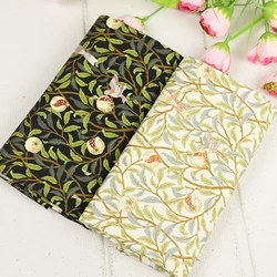 Thin Cotton Canvas Fabric with Retro Flower and Bird Print, Handmade DIY Bag, Pillow, Back Cushion, Table Cloth, CR-1714