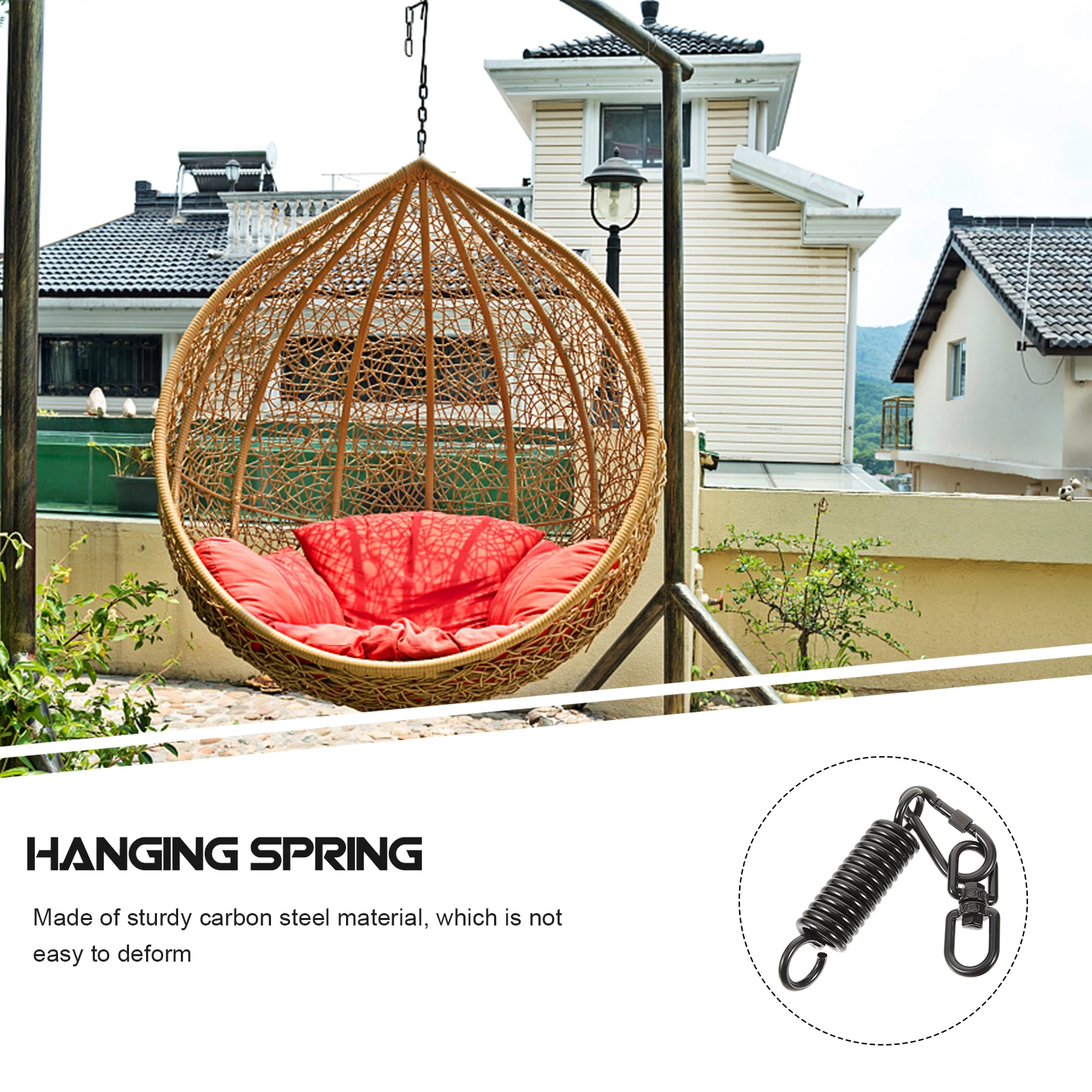 

Hammock Spring Kit Set Heavy Duty Carbon Steel Outdoor Swing Patio Hanging Rings Black Hammock Chair Spring Set Sturdy Stable