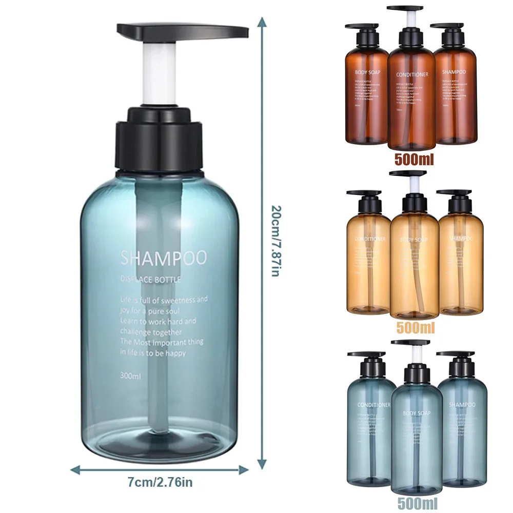 Refillable Shampoo Conditioner Body Wash Dispenser Set Printed Letters Bathroom Soap Bottle Dispenser Shower Pump Shampoo 1PC3PC