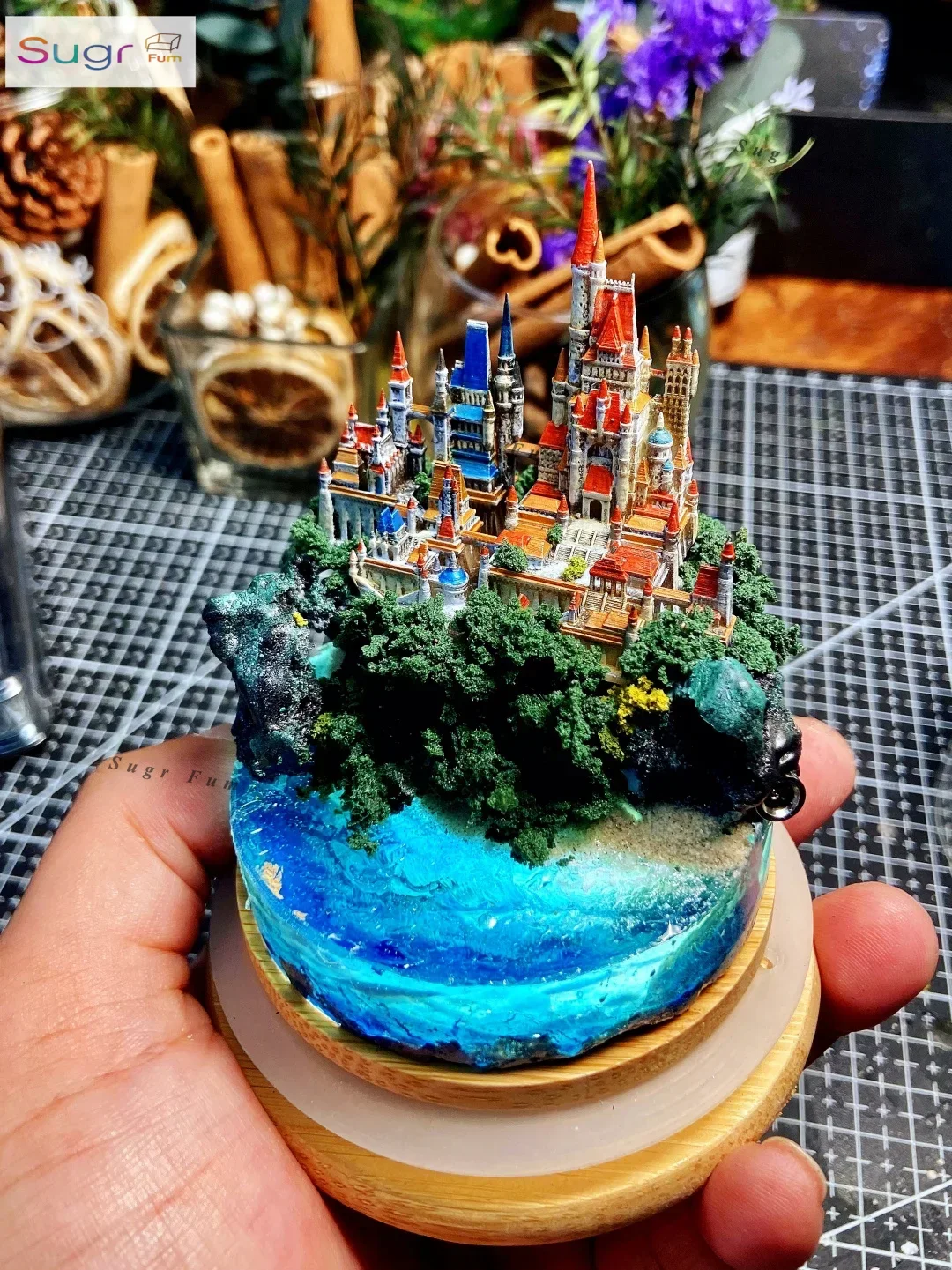 

Model Max European castle handmade miniature landscape model figure glass cover decorative ornament creative gift