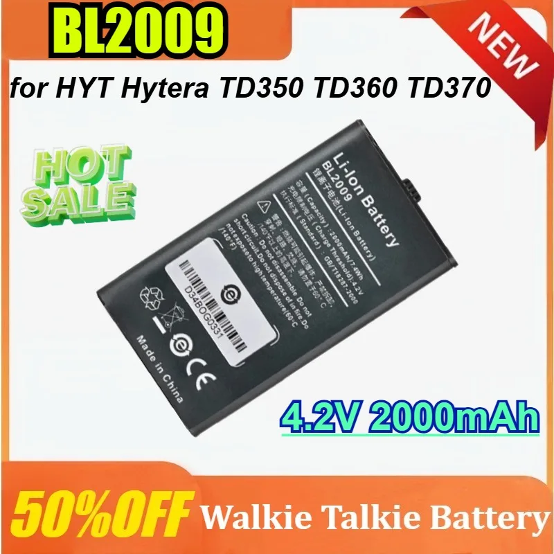 

New BL2009 4.2V 2000mAh for HYT Hytera TD350 TD360 TD370 Walkie-talkie Battery