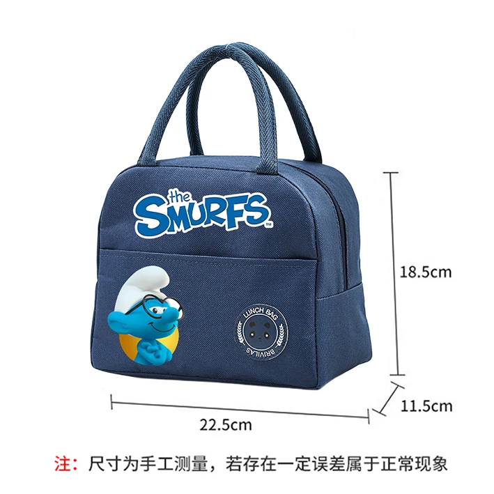 Anime Smurfs Women Lunch Hand Bags Girl Child\'s Movie Cartoon Teenage Lunch Box Female Office Thermal Insulat Case Student Gifts