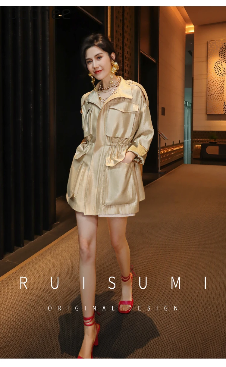 Silhouette High-end French Fashion Elegant Socialite Trench Coat Autumn Loose Retro Trendy Slim Short Trench Jackets for Women