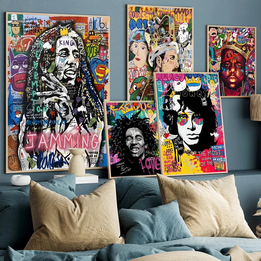 Pop Street Art Graffiti Music Poster Waterproof Paper Sticker Prints Posters work Wall Living Room Bar Cafe Posters Decorative