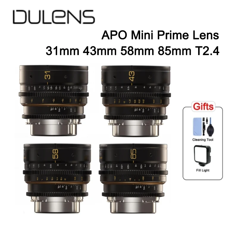 

Dulens APO Mini Prime Cine Lens 31mm 43mm 58mm 85mm T2.4 Lens For ARRI PL Mount Canon EF Lens Mount Cameras