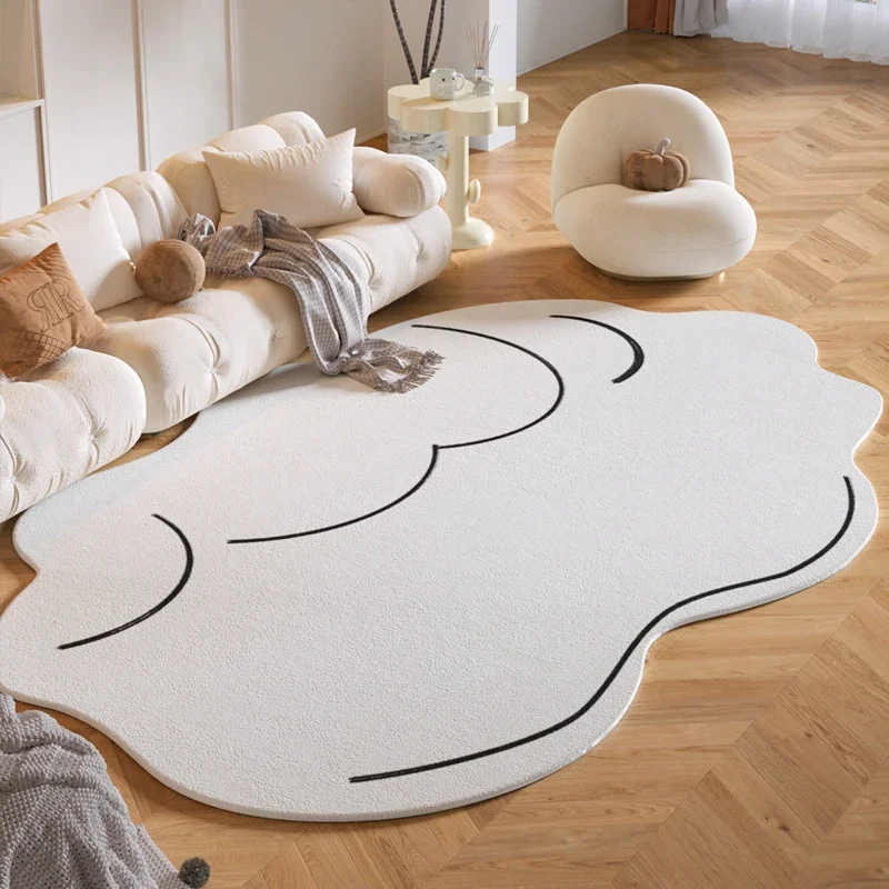 Special Irregular Smudged Carpet Living Room Large Area Light Luxury Coffee Table Carpets Bedroom Bedside Cream Style Soft Rug