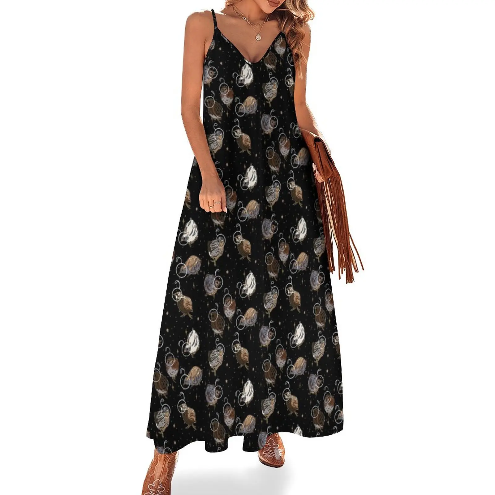 

Space Quail Pattern Sleeveless Dress evening dress women women's evening dresses Dresses gala