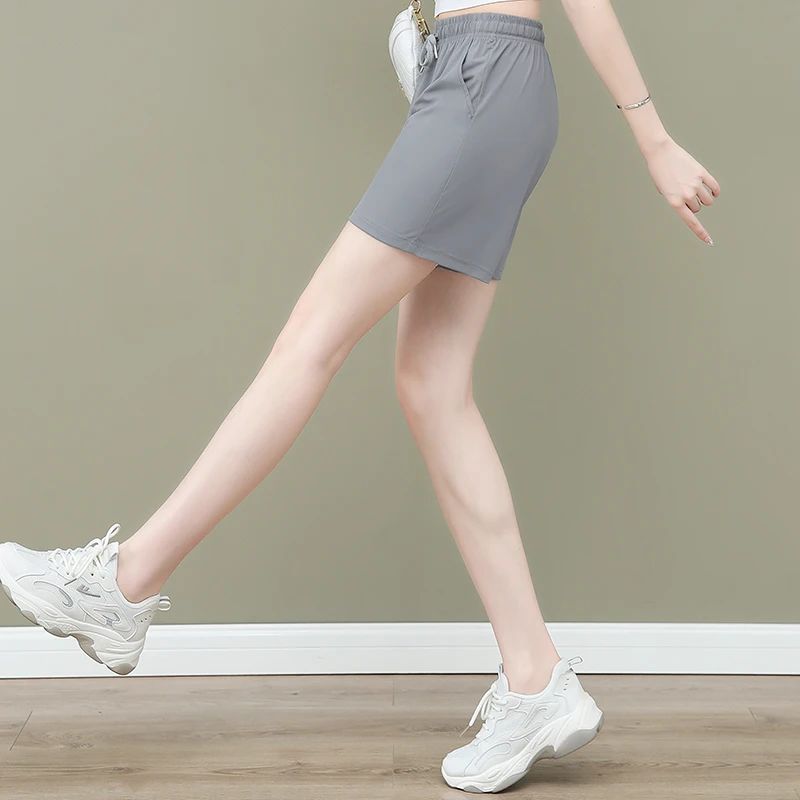 New Women'S Summer Running Casual Stretch Ice Silk Outdoor Sports Pants High Waisted Versatile Loose Thin Quick Drying Shorts