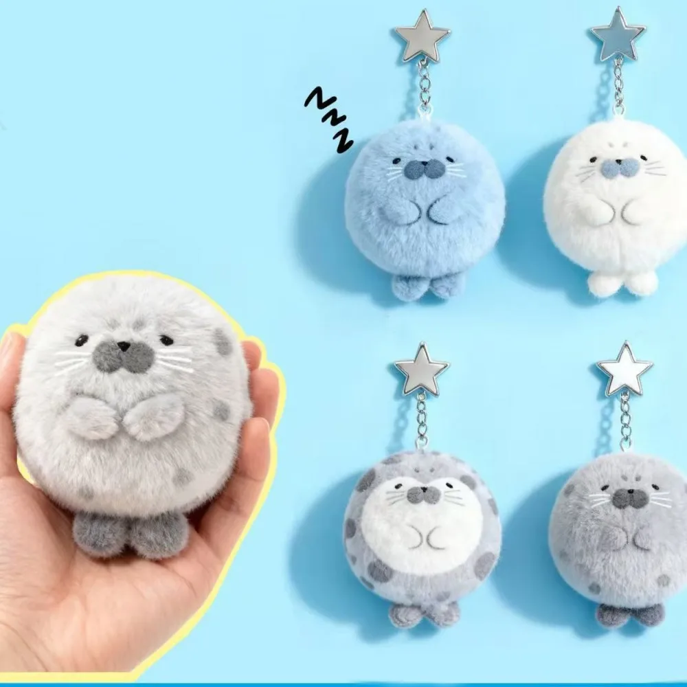 Rakol Cartoon Super Cute And Adorable Seal-Shaped Fluffy Plushie Ornamen Jewelry Gift Deco Bag Key Pendants