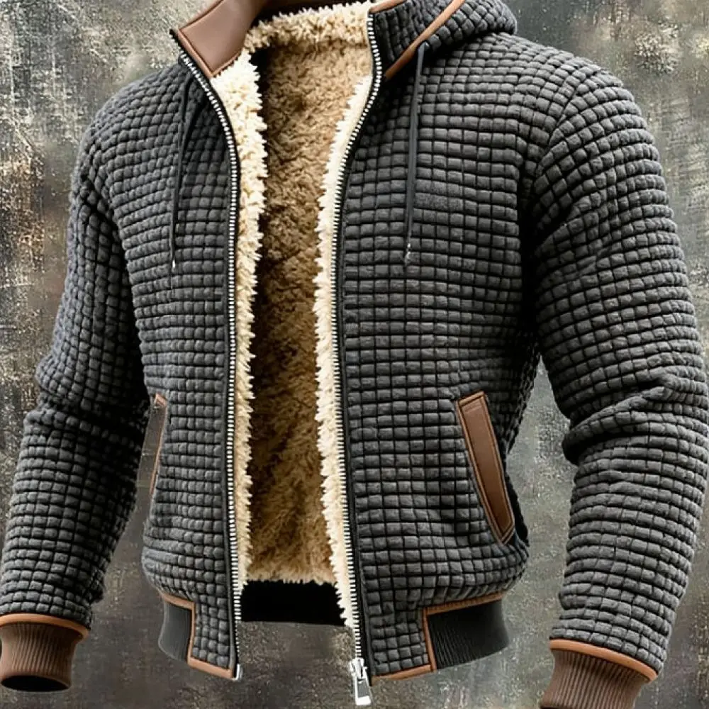 Mens Casual Hooded Jacket Winter Fleece Lined Thick Thermal Parka Windproof Outwear Comfortable Loose Fit Durable Warm Coat