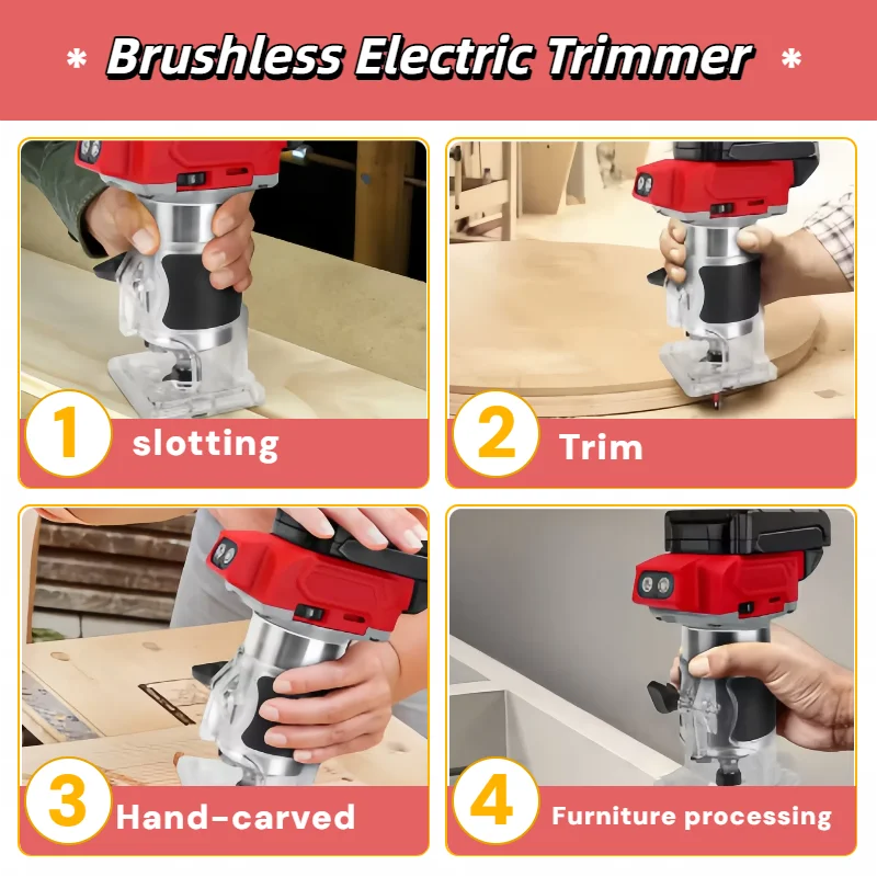 Milwaukee 800W 30000RPM Cordless Electric Trimmer Brushless Compact Router 5-Speeds Woodworking Trimming Machine For 18V Battery