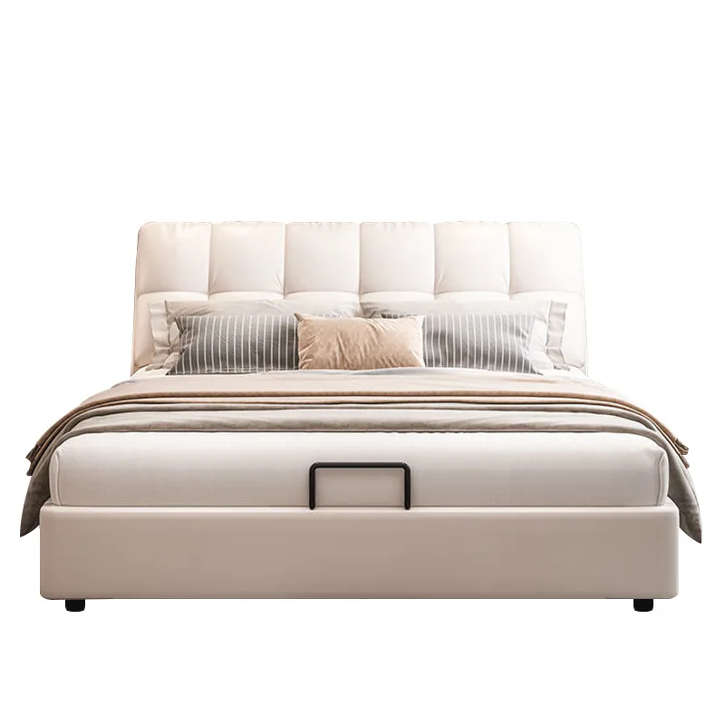 

Modern simple leather bed, light luxury master bedroom double wedding bed