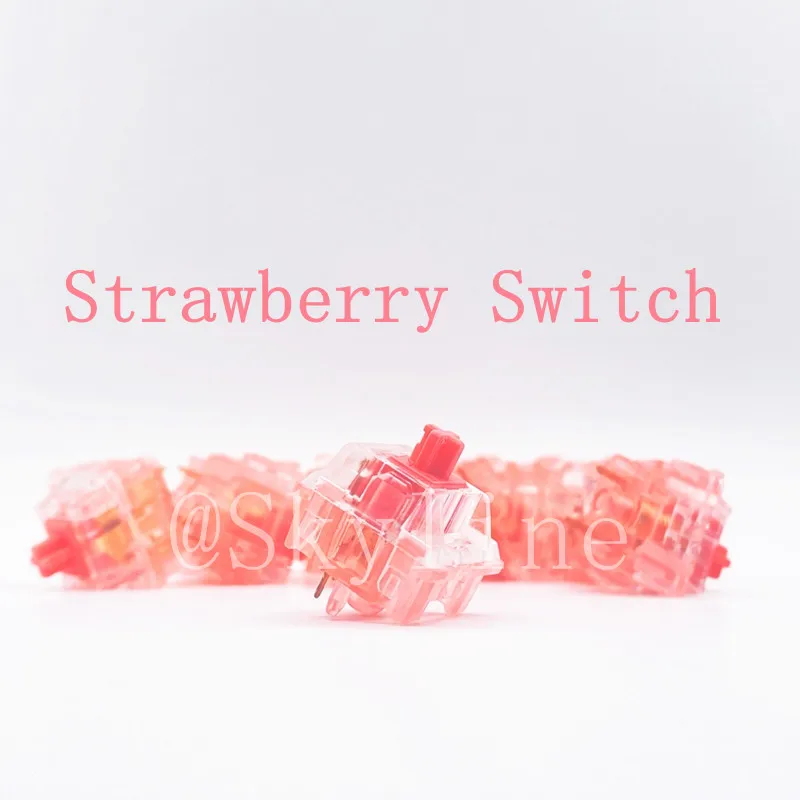 KTT Strawberry Switch Mechanical Keyboard Content Linear 45g Transparant PC POM Axis RGB Gold Plate Spring GK61