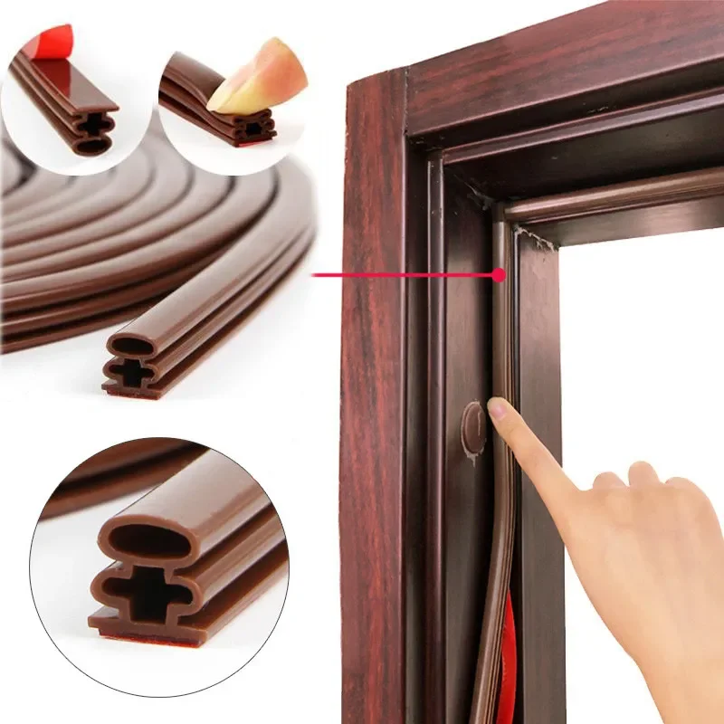 6M Strong self-adhesive silicone rubber sealing strip 6 sizes soundproof door thong strips sealed slot for security doors window