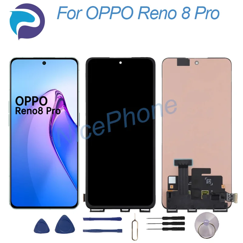 oppo-reno-8-pro用ディスプレイタッチスクリーンデジタイザーパネルアセンブリ液晶画面cph2357-reno-8-proスクリーンディスプレイ