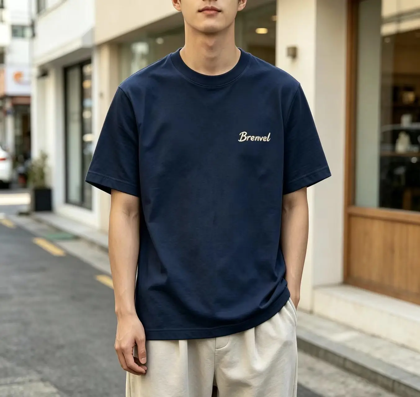 Men 100% Cotton T‑Shirt, Korean Clean Fit Minimalist Short Sleeve Tee, Fashion Casual Printed Top for Daily Wear