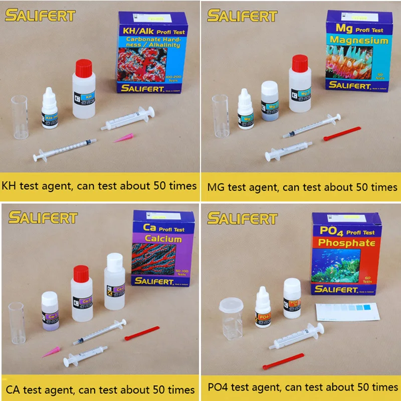 Salifert Seawater TesterTest Kit, Ca, Cu, I2, KH, Mg, NH4, NH4, NO2, Nitrite, NO3, Nitrate, PH, PO4, Sr, Potent Water T