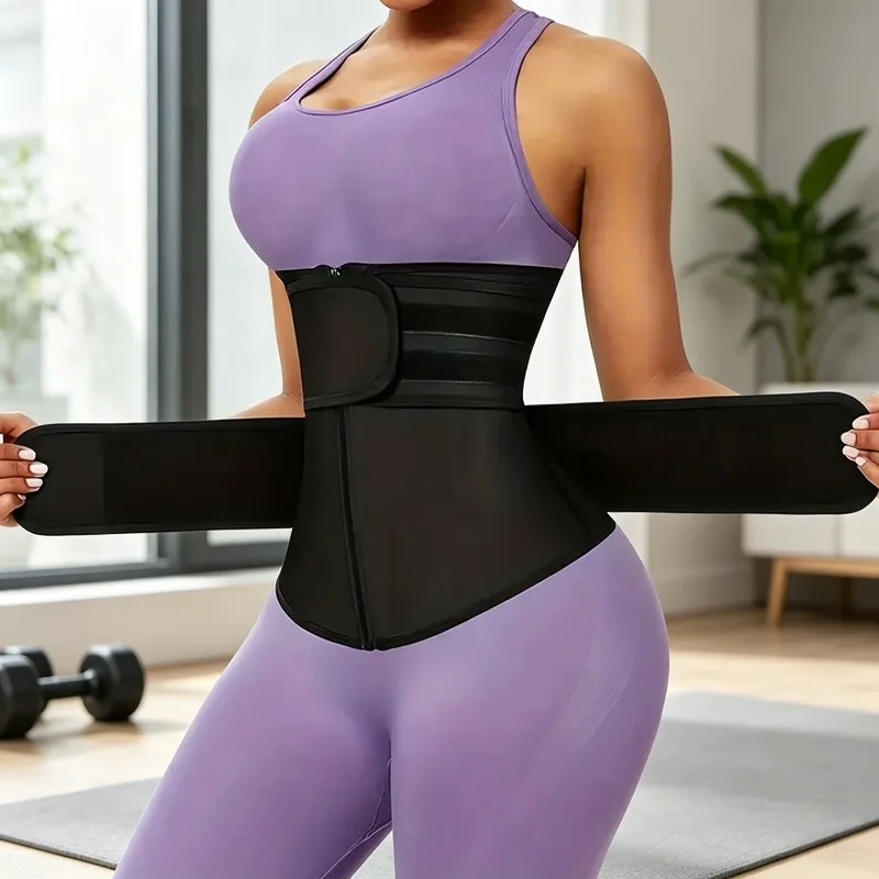 Waist Trainer for Women Sweat Band Postpartum Belt Zipper Tummy Control Waist Cincher Shaper for Exercise Workout