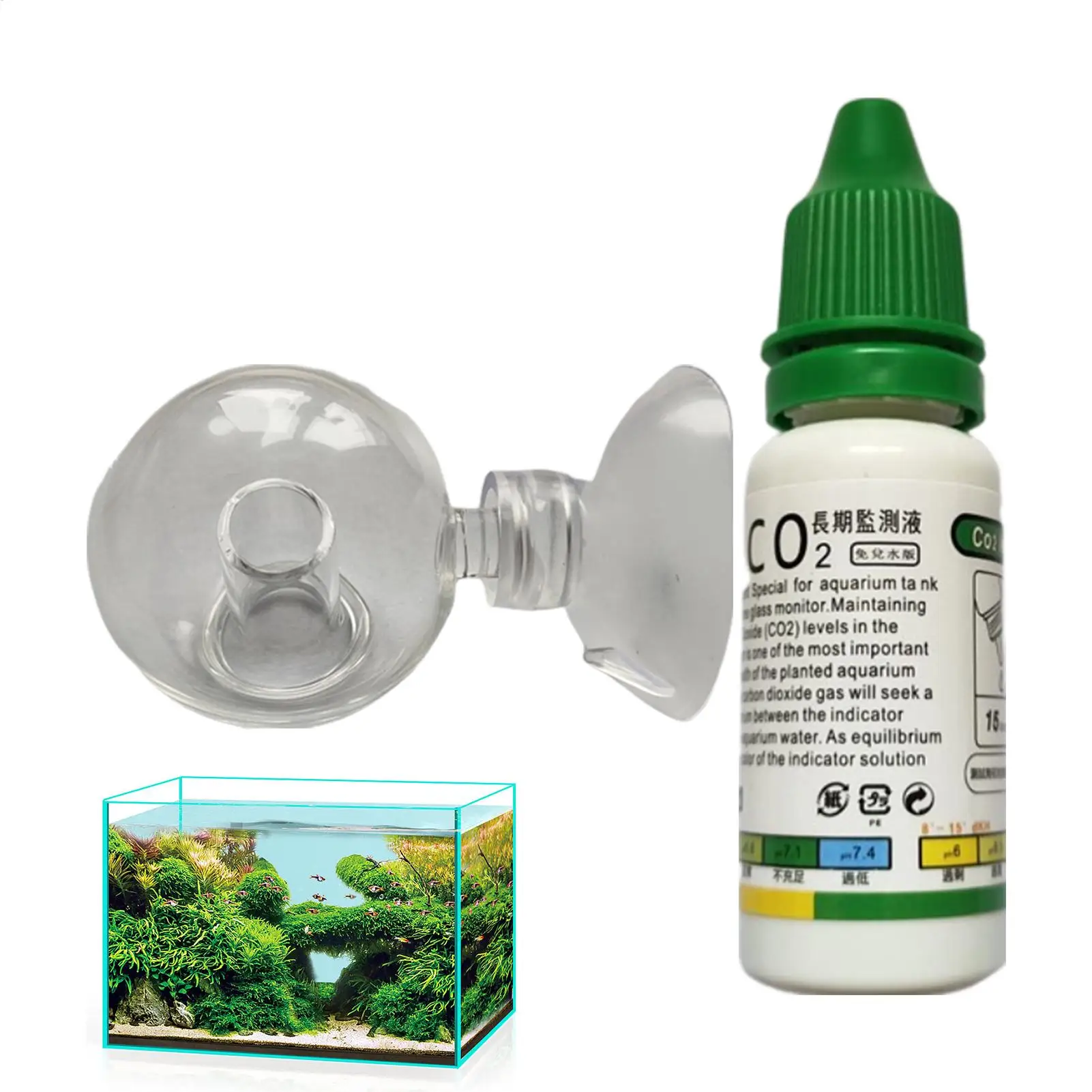 Aquarium CO2 Indicator Solution Monitor Fish Tank Long-Term Monitor CO2 Test PH Liquid ForAquatic Plants Fluid Drop Checker view 6