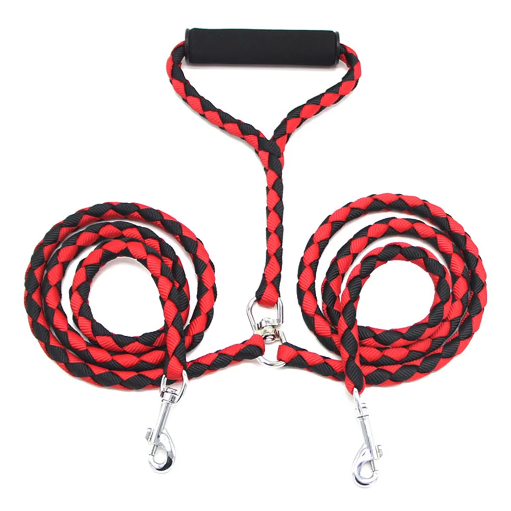 

Handheld Dog Leash Strong Durable Dual Control For Small Medium Dogs Red Black Heavy Duty Walking Lead