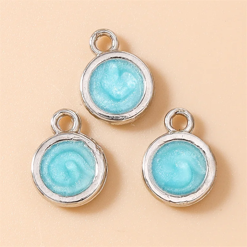 Leslie 20 Stück/Set Edelstahl-Emaille Mini-Rundanhänger für DIY-Armband-Halsketten-Perlen Schmuckherstellung Zubehör – Detail 8