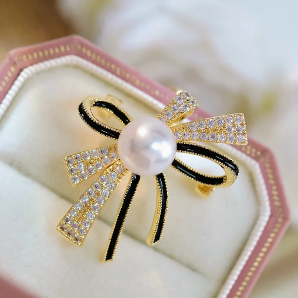 لون الذهب النحاس الزركون دبابيس عقدة ، السيدات مزاجه الصدر دبوس ، الأزياء والاكسسوارات