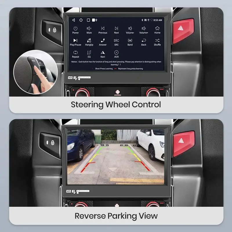 Autoradio 1 DIN Podofo A Schermo Flip-out Da 7 Pollici – DAB, CarPlay Wireless E Android Auto, Mirror Link, EQ E Telecamera HD Inclusa