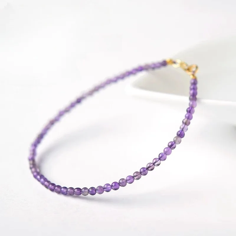 Natural Tourmaline Bracelet Crystal Amethyst Strawberry Crystal Agate Jade Very Fine Millet Bead Rope Texture Gem Ins HandString