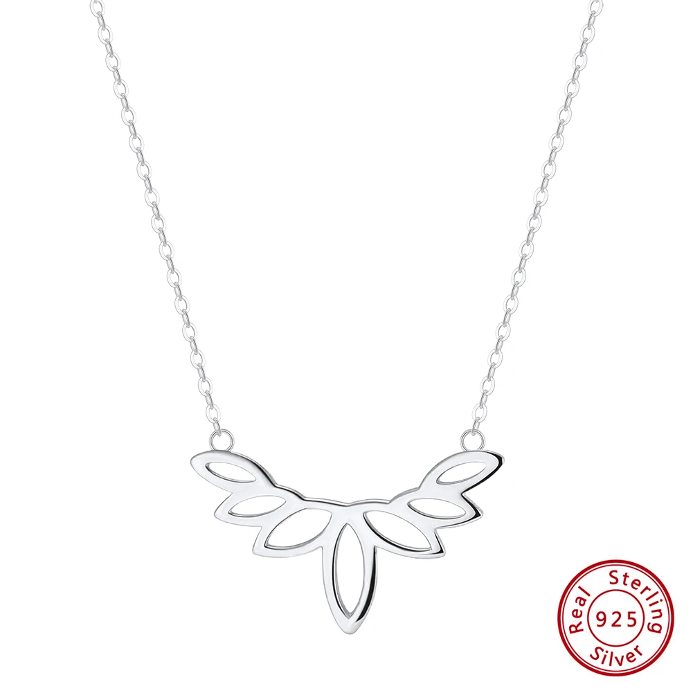 

KISS MANDY Стерлингового Серебра 925 пробы Половина Йоги Лотос Кулон Колье Ожерелья Винтаж Цветочные Ожерелья Цепи Ювелирные Изделия Женщины Подарок GAN16